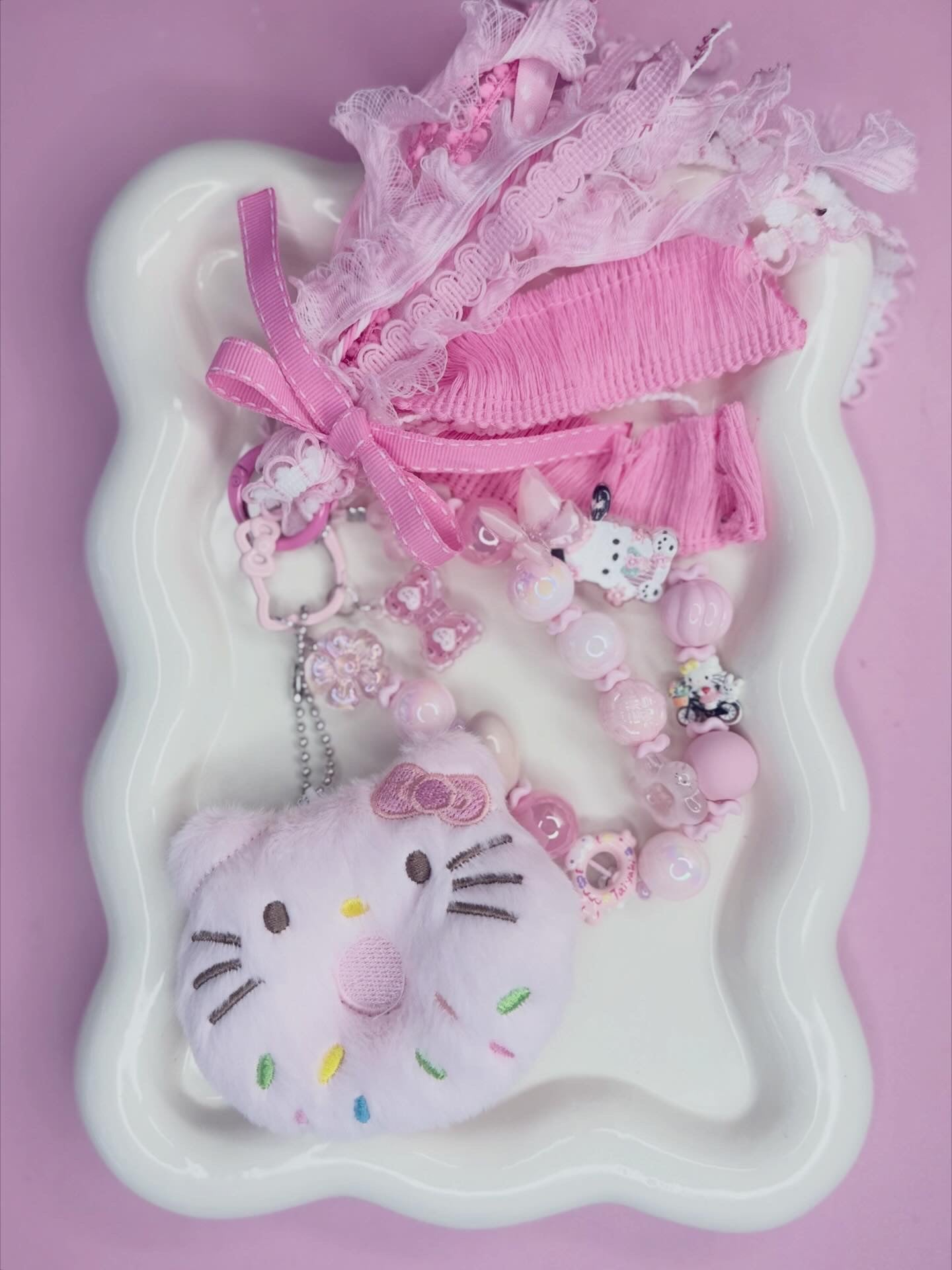 Pink HK Donut Wristlet Charm