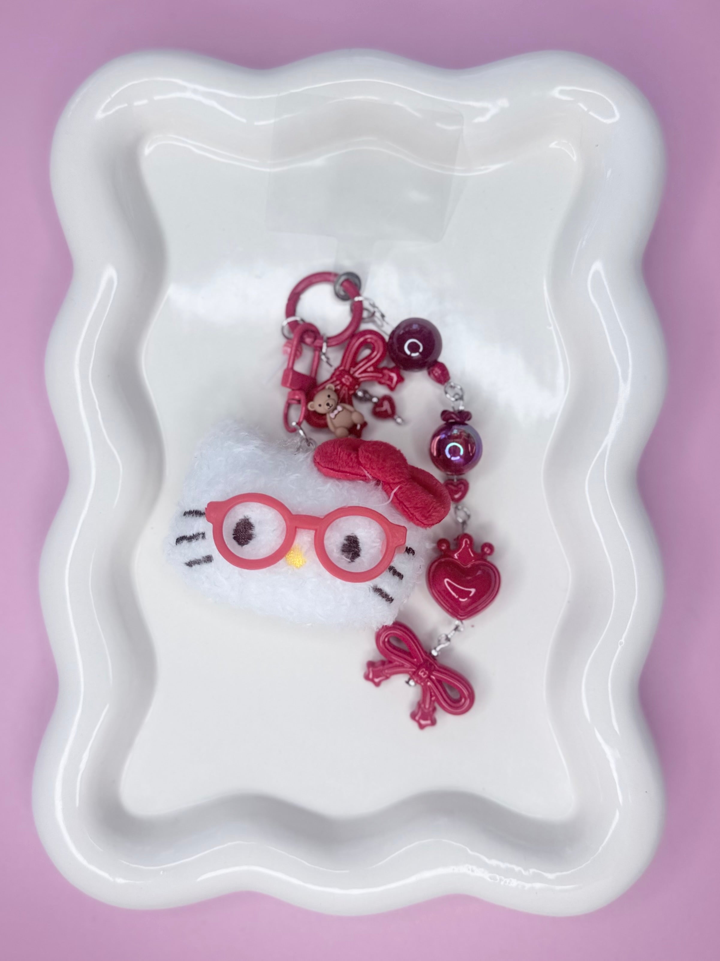 Red HK with Glasses Keycharm